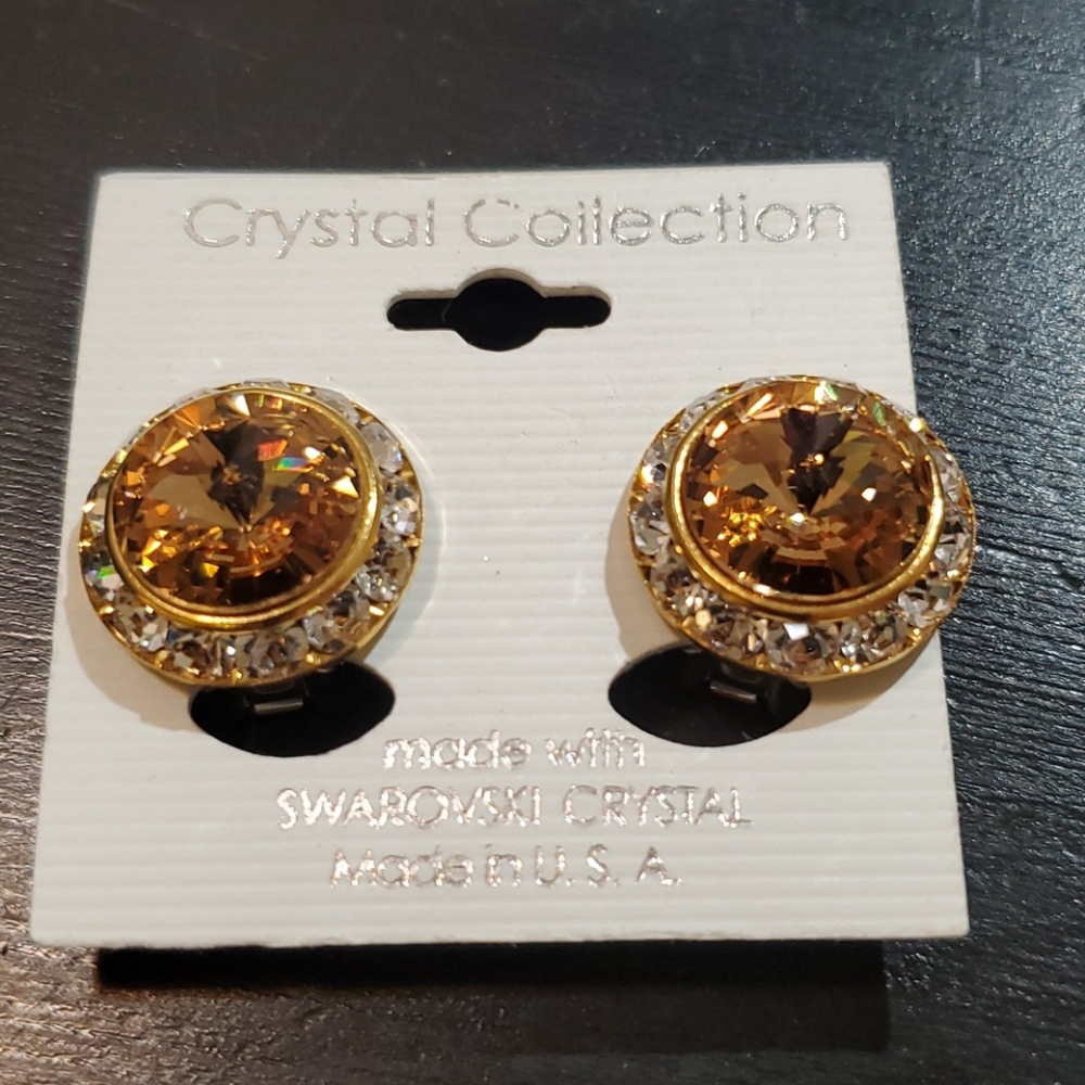Crystal Collection Large Rhineston Clip On Earring